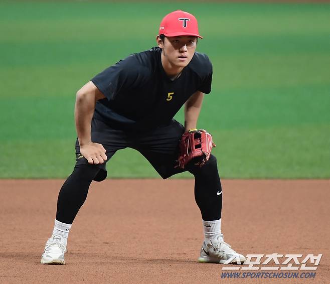 25일 서울 고척스카이돔. KIA 타이거즈 김도영이 수비 훈련을 하고 있다. 고척=정재근 기자 cjg@sportschosun.com/2024.4.25/