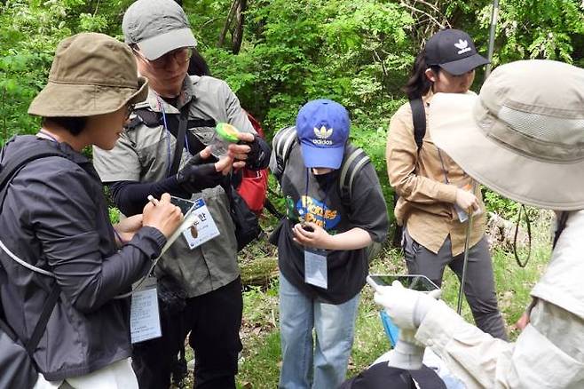 20일 국립세종수목원에서 식물탐사 활동을 펼치는 시민과학자. 한국수목원정원관리원