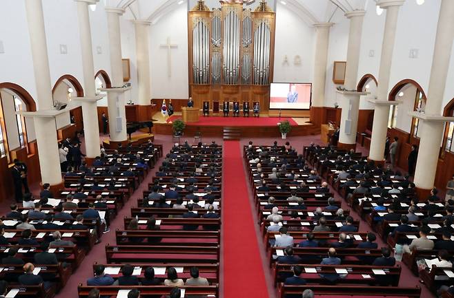 계명대가 성서캠퍼스 아담스채플에서 '창립 125주년 기념식'을 개최했다./사진제공=계명대