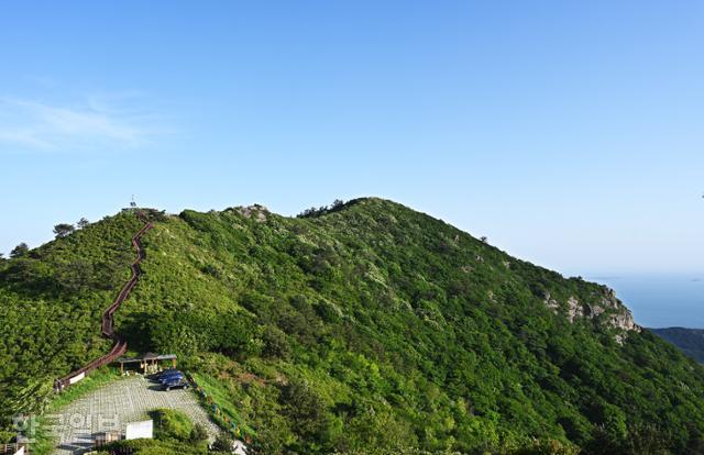 천등산은 철쭉공원이 조성된 해발 400m 부근 고갯마루까지 차로 갈 수 있다.