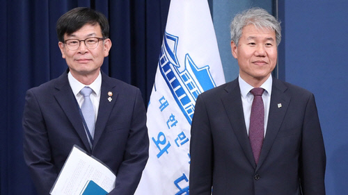 김상조(왼쪽), 김수현 전 청와대 정책실장. 연합뉴스