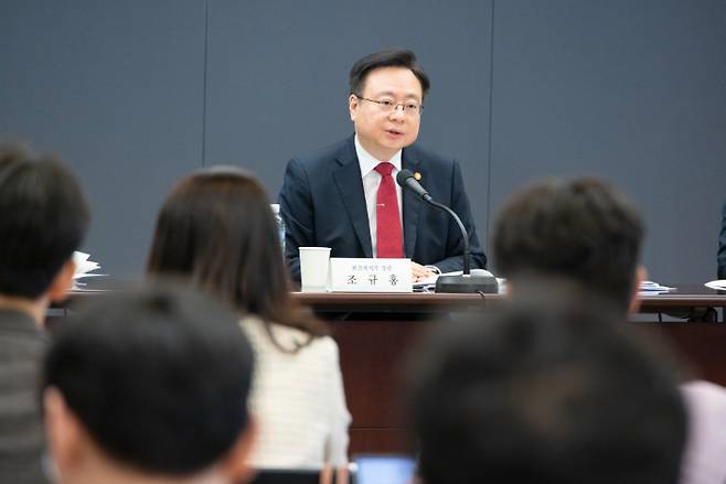 조규홍 보건복지부 장관이 22일 오후 서울 중구 한국프레스센터에서 열린 출입기자단 간담회에서 발언하고 있다. 복지부 제공