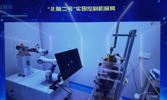 중국뇌과학연구소의 BCI 기술을 적용한 '뉴사이버'의 실험 장면.



글로벌타임스 제공
