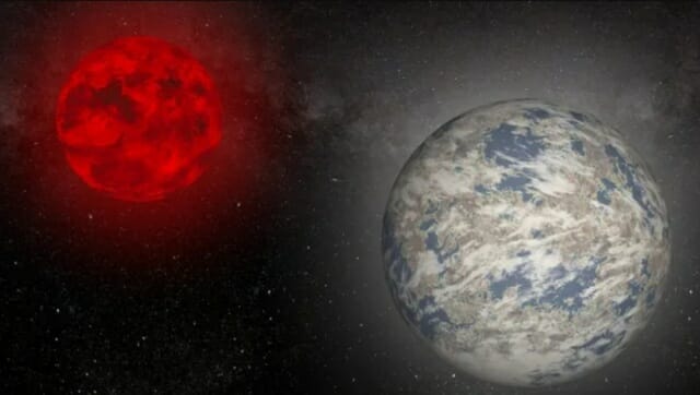 지구 크기의 외계행성 글리제 12b와 중심별 글리제 12의 모습 (사진= Robert Lea)