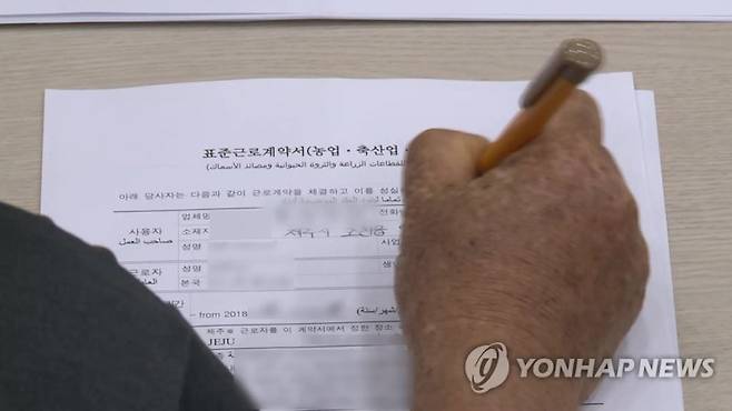 외국인 근로자의 표준근로계약서 /사진=연합뉴스