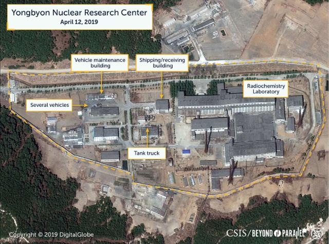 미국 싱크탱크 전략국제문제연구소(CSIS)가 2019년 4월 공개한 북한 영변 핵시설 위성사진. 로이터 연합뉴스