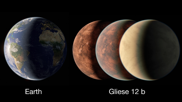 지구와 글리제 12 비교사진. 사진=NASA