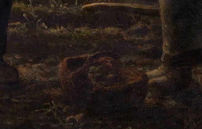 장 프랑수아 밀레, 만종(일부 확대), 1857~1859, 캔버스에 유채, 55.5x66cm, 오르세 미술관