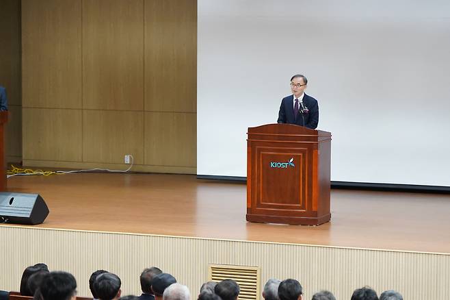 이희승 한국해양과학기술원(KIOST) 원장이 취임사를 전하고 있다.[KIOST 제공]