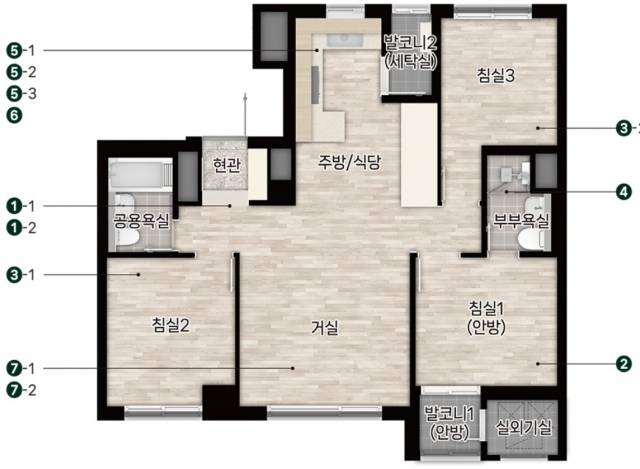 서울시가 임대주택으로 공급하는 강동구 둔촌동 '올림픽파크포레온' 전용 59㎡ A타입 주택 평면도. 올림픽파크포레온 제공