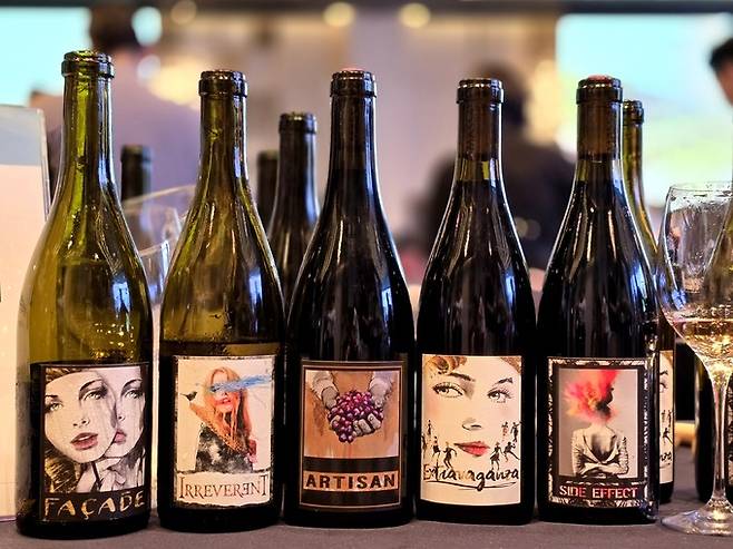 레이블이 강렬한 Teinnovadora의&nbsp;콜롬비아 밸리 와인 Massalto 시리즈.&nbsp; 최현태 기자