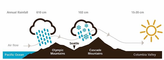 캐스캐이드산맥 비그늘 효과. 워싱턴주와인협회