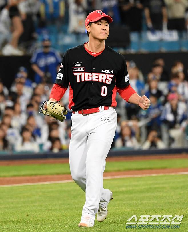 9일 대구 삼성라이온즈파크에서 열린 삼성 라이온즈와 KIA 타이거즈의 경기. 7회말 KIA 곽도규가 이닝을 마친 뒤 환호하고 있다. 대구=박재만 기자 pjm@sportschosun.com/2024.05.09/