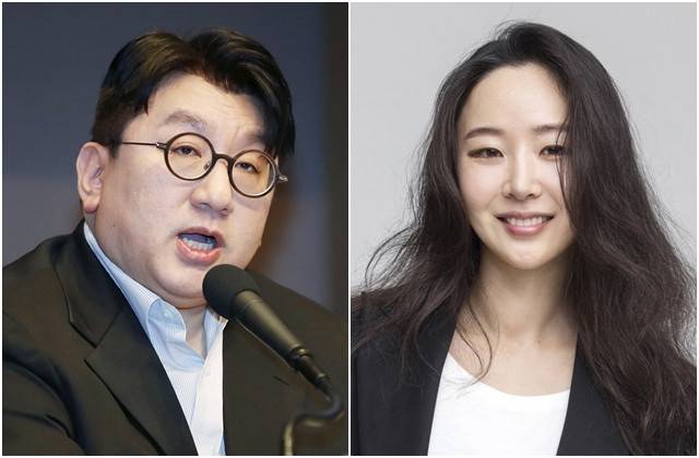 방시혁 하이브 이사회 의장(왼쪽 사진)과 민희진 어도어 대표. /사진=뉴시스, 하이브 제공