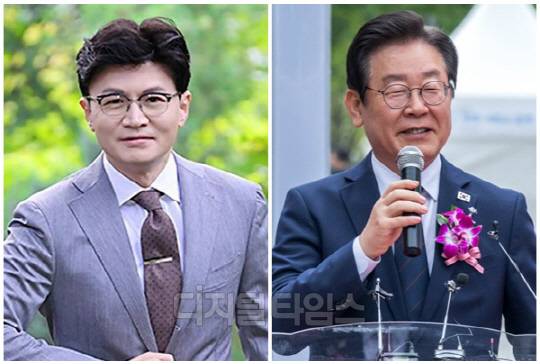 한동훈(왼쪽) 전 국민의힘 비상대책위원장과 이재명 더불어민주당 대표. <디지털타임스 이슬기 기자, 디지털타임스 DB>