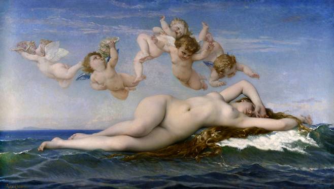 알렉상드르 카바넬, '비너스의 탄생', 1863, 캔버스에 유채, 130x225cm, 오르세 미술관