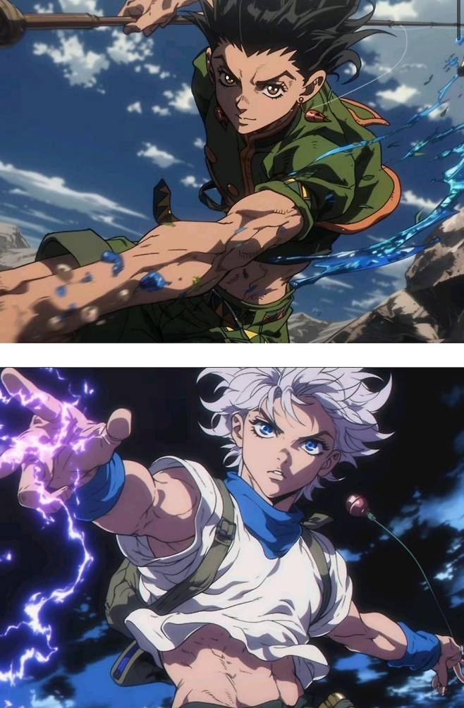 ai가 그린 죠죠스타일의 헌터x헌터 캐릭터들jpg