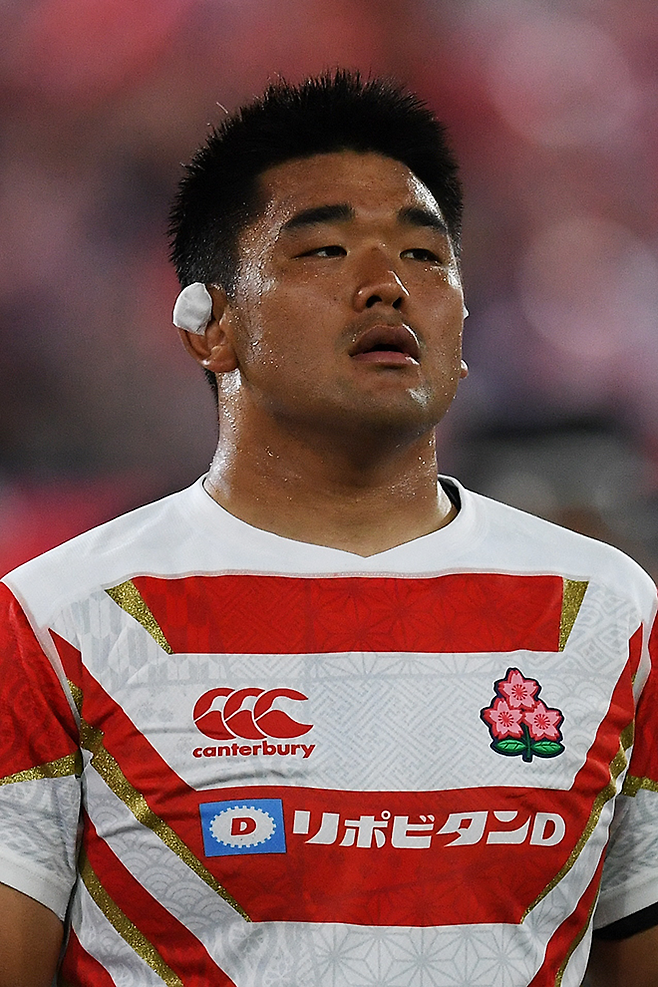 대한민국의 구지원이 2019년 9월 제9회 15인제 럭비 월드컵 본선 대비 일본대표팀 소속으로 남아프리카공화국과 홈 평가전 시작을 기다리고 있다. 사진=AFP=연합뉴스 제공