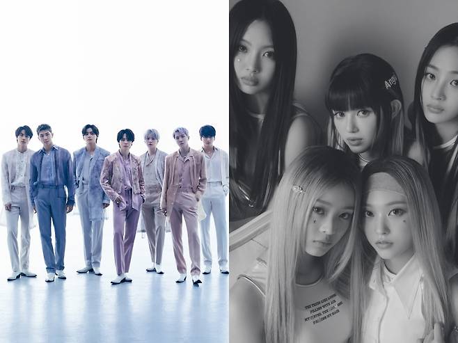 그룹 방탄소년단, 그룹 뉴진스/사진제공=빅히트뮤직, 어도어