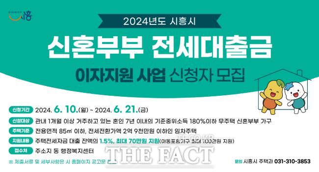 신혼부부 전세대출금 이자지원 사업 신청자 모집 안내 배너/시흥시