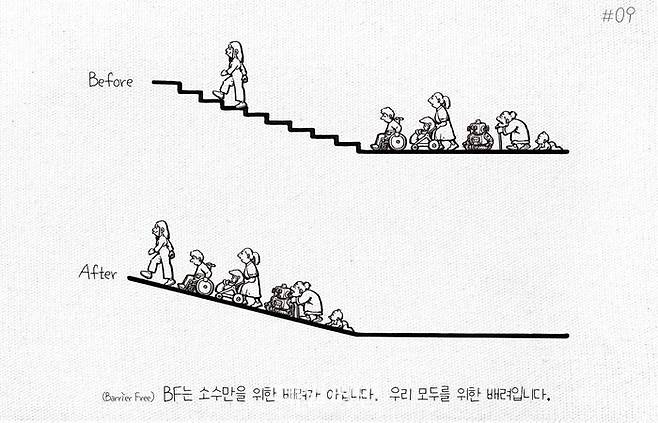 지난 2021년 한국장애인고용공단·이제석광고연구소와 공동 제작한 Barrier Free 홍보 리플렛.ⓒ장애인고용공단