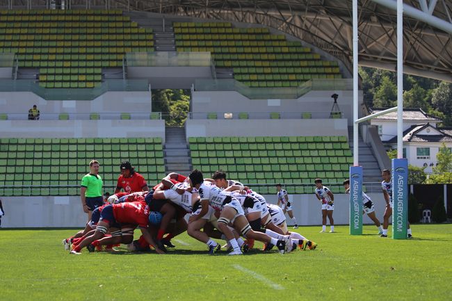 한국은 2일 인천 남동아시아드럭비경기장에서 열린 ‘2024 아시아 럭비 챔피언십(Asia Rugby Championship, ARC)' 첫 경기에서 대한민국 15인제 럭비 국가대표팀이 말레이시아를 55-5로 꺾었다. / 대한럭비협회