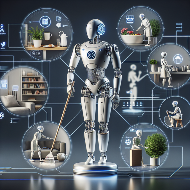 가사노동과 돌봄노동을 수행하는 지능형 휴머노이드를 인공지능이 상상해 그린 그림. 이현주 기자•달리3