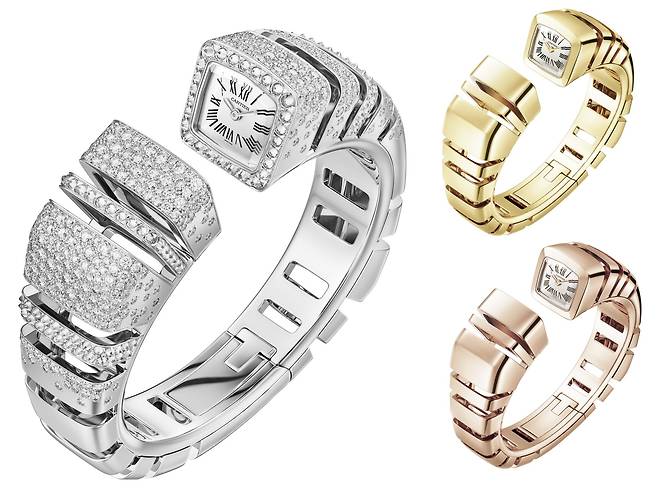 오픈 뱅글 끝에 다이얼이 있는 리플렉션 드 까르띠에 워치. 주얼리와 시계의 경계를 허문다. [사진 까르띠에]