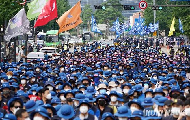 지난 2022년 열린 금속노조 총파업. 사진=박효상 기자