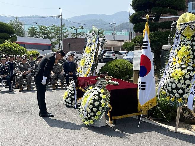 대전지방보훈청이 5일 충남기계공고에서 열린 고 오영안 장군 및 고 임재엽 상사 추모행사에 참석했다.(사진=대전지방보훈청 제공) *재판매 및 DB 금지