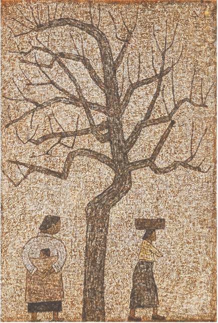 박수근, 나무와 두 여인, 1962, 캔버스에 유채, 130x89㎝. 사진 리움미술관