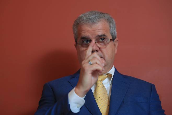 동해 심해 가스전 탐사 자료를 심층 분석한 미국 업체 액트 지오의 비토르 아브레우 고문이 지난 7일 오후 본지와의 인터뷰를 갖고 있다. / 장련성 기자