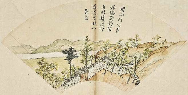 강세황 <두운지정 화첩> 중 `화선루 서면도’는 강세황의 집 `두운지정’의 서쪽 풍경을 보여준다. 개인 소장. 마이아트옥션 제공.