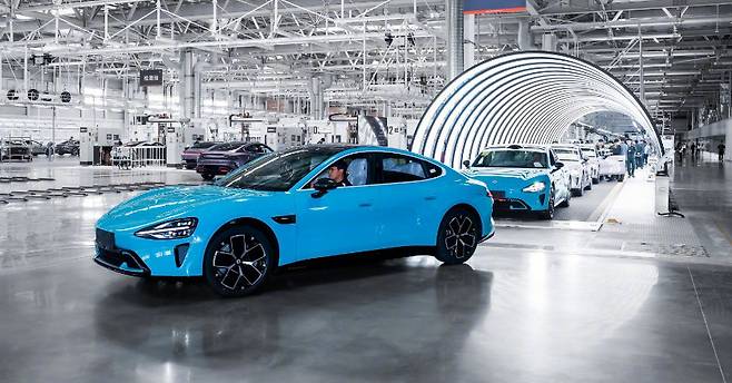 샤오미 전기차 생산라인(사진제공: 가스구)