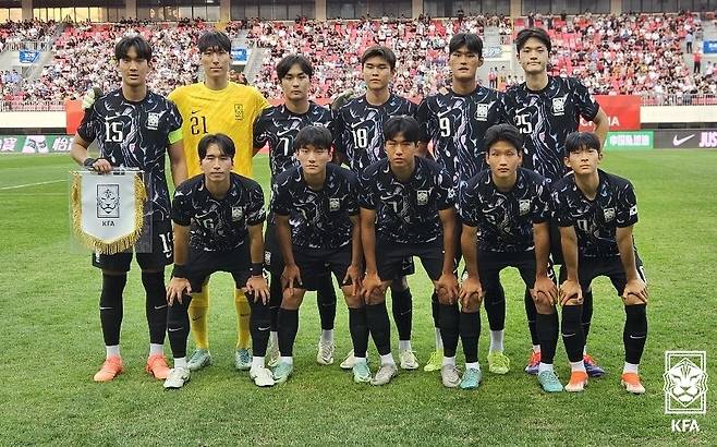 중국에 0-2로 패한 U19 대표팀(대한축구협회 제공)