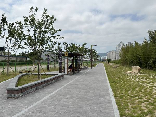 양산 웅상 주남교변 회야강 산책로 개설 현장
