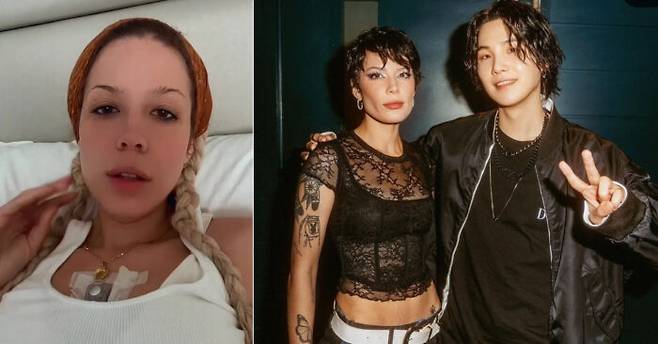 미국 팝스타 할시가 희귀병 루푸스를 앓는 사실을 공개했다. 할시는 지난 2019년 방탄소년단(BTS)의 '작은 것들을 위한 시'에서 피처링을 맡기도 했다. 할시와 방탄소년단 멤버 슈가(오른쪽). [사진=할시 인스타그램]