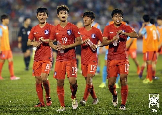 연령별 대표 시절 황인범(맨 왼쪽부터), 이상헌, 김진야, 조영욱. 사진=대한축구협회