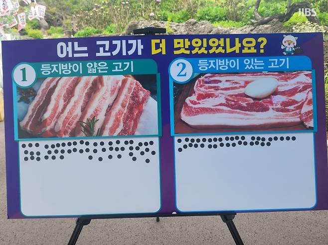 오늘(14일) 동쪽송당 동화마을에서 열린 돼지고기 우수성 홍보를 위한 시식회 평가판 (사진, 윤인수)