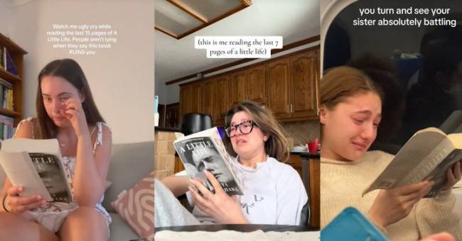 최근 한야 야나기하라의 소설 ‘리틀 라이프’를 읽고 해외 독자들이 눈물을 보이는 ‘북톡’ 챌린지 영상이 국내에서도 화제가 되고 있다. 책은 6월 2주차 교보문고·예스24 베스트셀러 종합 1위에 올랐다.  틱톡 캡처