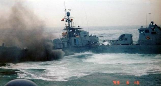 1999년 6월15일 오전 발생한 제1연평해전 당시 현장 모습. /사진=대한민국 해군