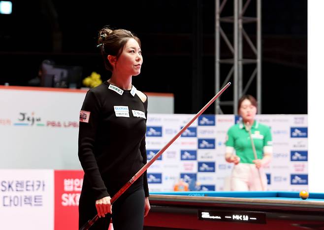 우리금융캐피탈 LPBA 챔피언십 64강에서 탈락한 김가영. 사진=프로당구협회