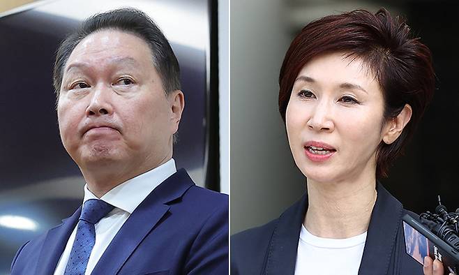 최태원 SK그룹 회장과 노소영 아트센터 나비 관장. 이재문 기자·연합뉴스