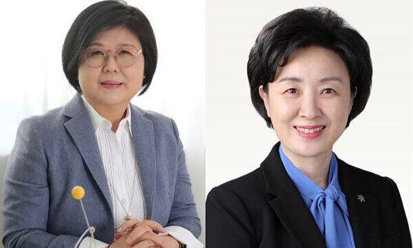 숙명여자대학교가 제21대 총장 최종 후보로 문시연 프랑스언어·문화학과 교수와 장윤금 문헌정보학과 교수를 선출했다. 문시연 프랑스언어·문화학과 교수(왼쪽)와 장윤금 문헌정보학과 교수. 숙명여자대학교 제공