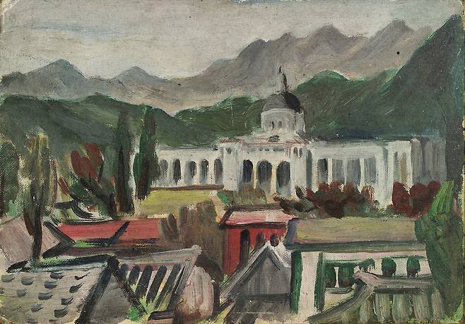 구본웅, 중앙청이 보이는 풍경, 1940년대, 캔버스에 유채, 15×22cm, 가나문화재단 소장