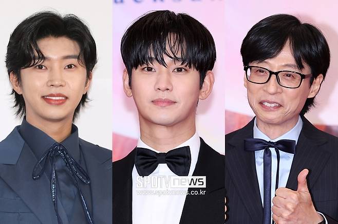 ▲ 왼쪽부터 임영웅, 김수현, 유재석. ⓒ곽혜미 기자