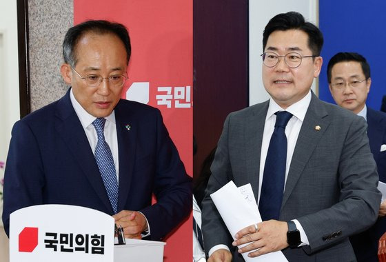 추경호(왼쪽) 국민의힘 원내대표와 박찬대 더불어민주당 원내대표. 뉴스1