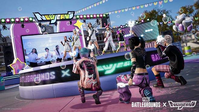 크래프톤이 게임 배틀그라운드에 인기 걸그룹 뉴진스와 컬래버레이션을 중심으로 한 새로운 콘텐츠를 선보였다. /사진=크래프톤
