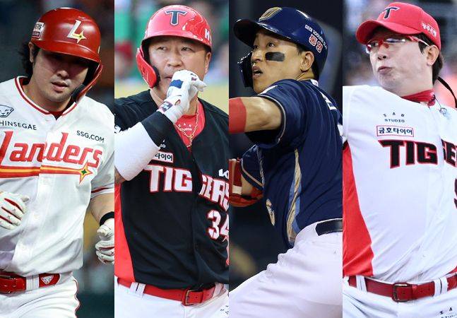 대기록을 작성해나가고 있는 최정(왼쪽부터)-최형우-손아섭-양현종. ⓒ 뉴시스