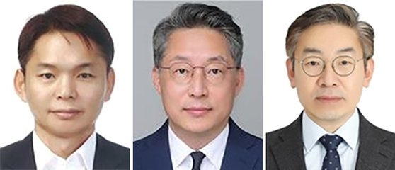 이병화 환경부 차관, 김민석 노동부 차관, 김완기 특허청장(왼쪽부터 순서대로)